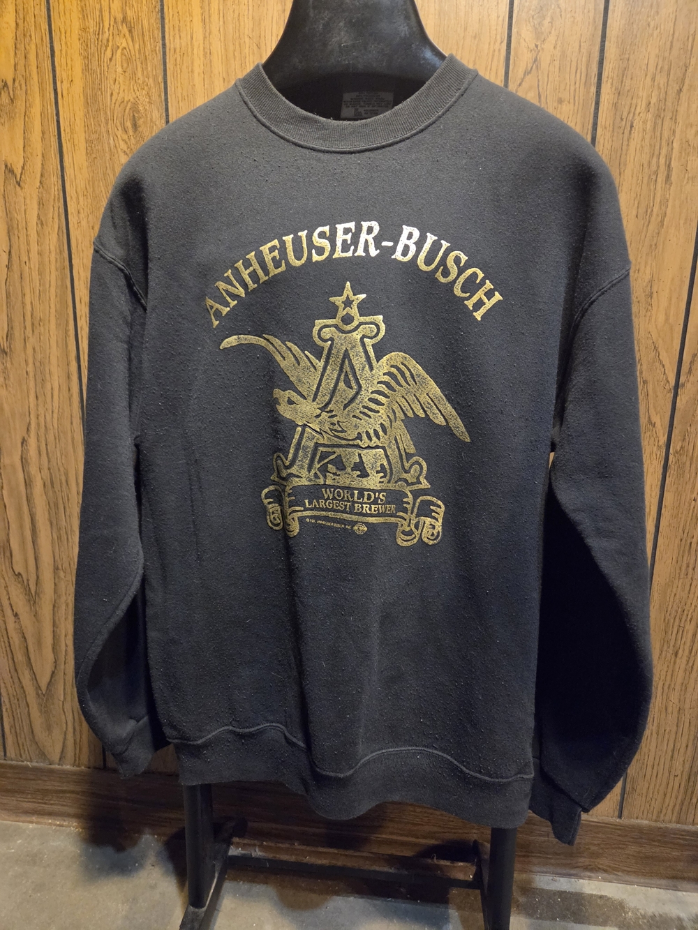 Vintage 90s Anheuser Bush Crew Neck Sweatshirt Budweiser Large Black